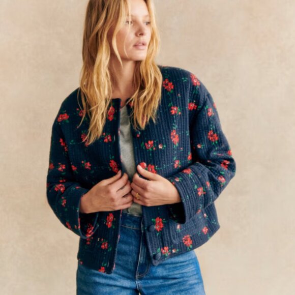 Sezane Dakota Jacket Floral Check Sz 40/8 - Picture 6 of 7